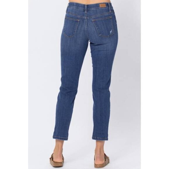 Judy Blue Jeans Women's 32 Blue Boyfriend Pull on Denim Destroyed Jegging Relax - Picture 2 of 16